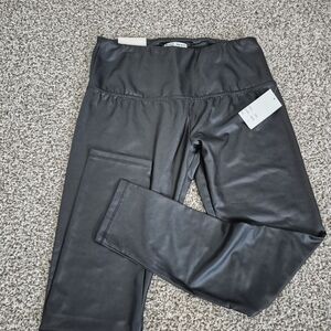 Girls' Black Faux Leather Leggings - Labeled Brand